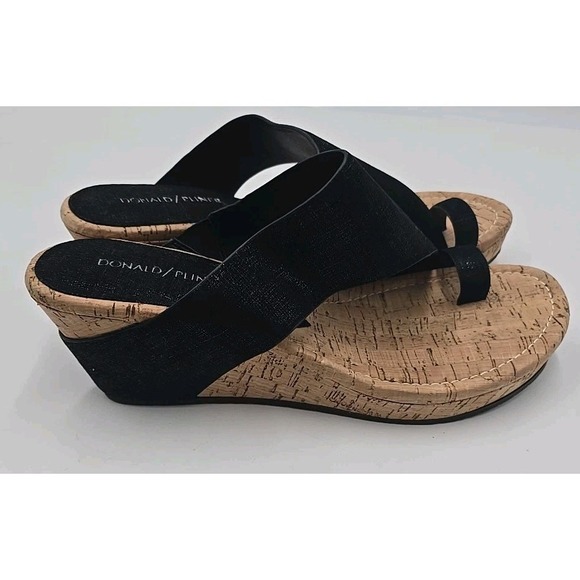 Donald Pliner Shoes - NEW Donald Pliner Gyer 10 Wedge Distressed Leather Black Metallic Sandal